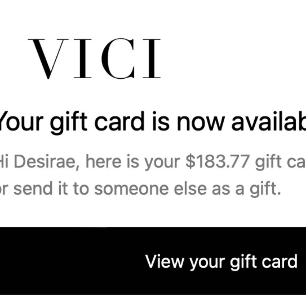 Vici E-Gift Card valued $187 - Picture 3 of 3